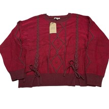Frye Co Sweater Womens XL Burgundy Textured Braided Detail Western Cowgirl - $27.35