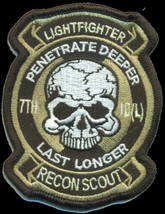 Army 7TH Penetrate Deeper Recon Scout Lightfighter Hook &amp; Loop Embroidered Patch - £22.66 GBP
