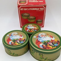 Christmas Holiday Santa Tins Red Green  Set of 3 by Concepts Chicago IL With Box - £30.58 GBP