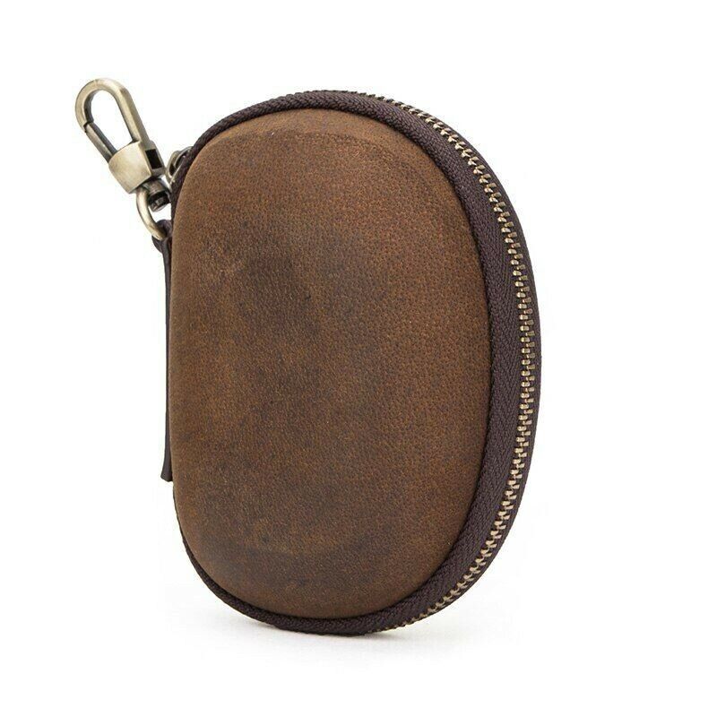 Primary image for Leather Key Wallet Zipper Closure Round Retro Folding Glass Pouch Bag Organizer