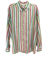 Lacoste Men’s Striped Button Up Long Sleeve Shirt Aqua Pink Green Size 44 - £23.84 GBP