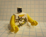 Lego part #973pb0089c01: White Torso- 3 Flower Shirt w/ Wavy Stripes - $1.00