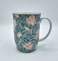 Vintage Otagiri Serenade Floral Pink &amp; Turquoise 10 oz Gold Gilded Mug -... - £7.13 GBP