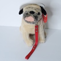 Fiesta Pug Dog Hat Red Leash Plush Realistic Stuffed Animal 11&quot; Beagle With Tags - £19.32 GBP