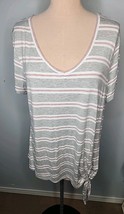Matty M XL Striped V Neck Tunic Top Lightweight Side Tie - $12.12