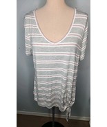 Matty M XL Striped V Neck Tunic Top Lightweight Side Tie - $16.50 CAD
