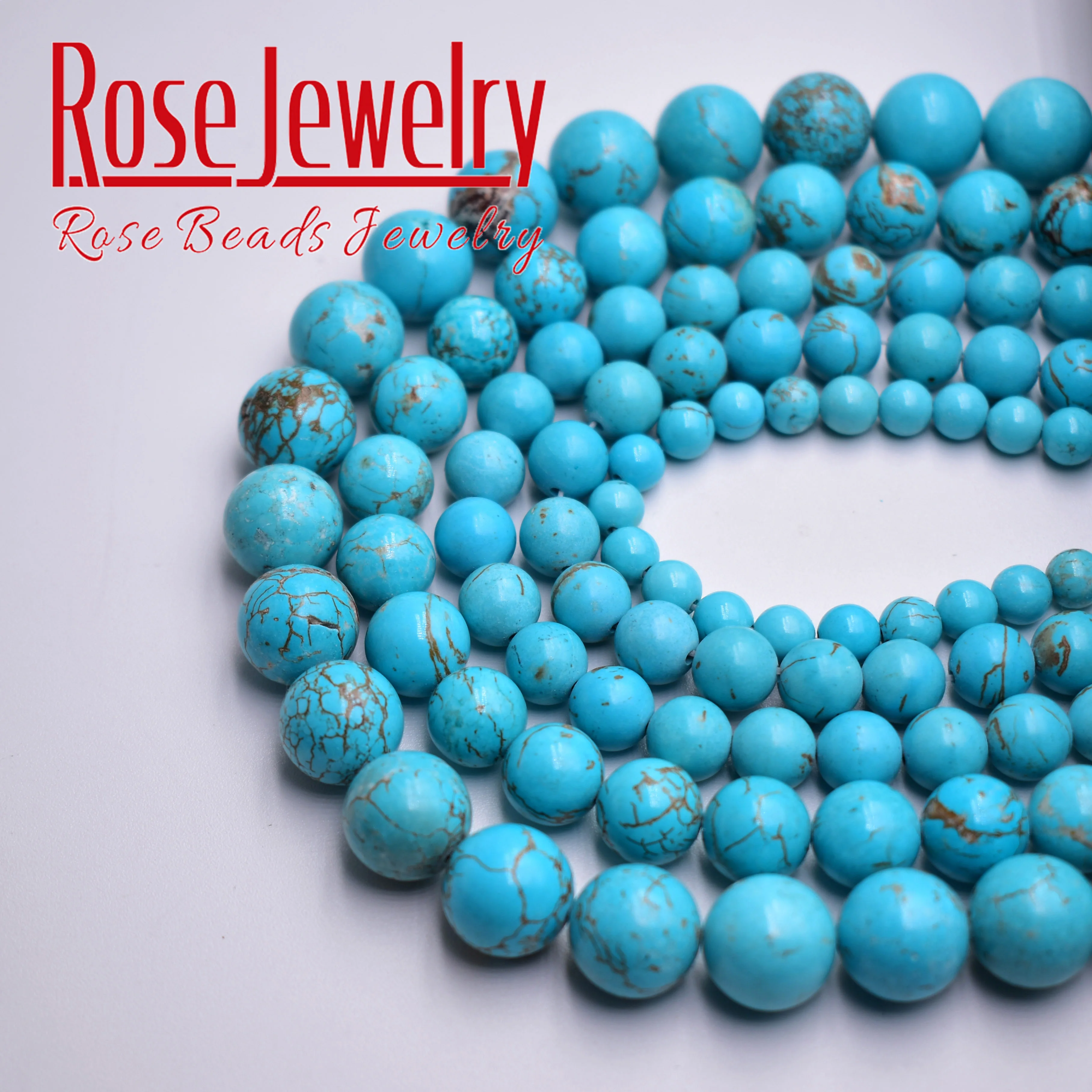 Free shipping Natural Stone Blue Turquoises Round Loose Smooth Beads 15&quot; Strand - £10.59 GBP+