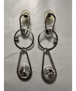 Silver Tone And Clear Stone Statement Earrings - $161.34 MXN