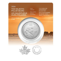 2024 $5 The Majestic Polar Bears First Strikes Silver Coin in Card -5000 Mintage - $77.35