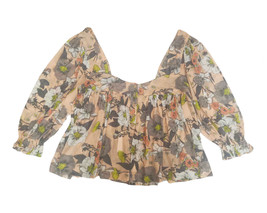 FREE PEOPLE Womens Blouse Edie Floral Beige/Multicolor Size XS OB1104517 - £29.96 GBP