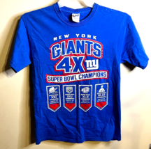 New York Giants 4X Super Bowl Champions Blue T- Shirt Adult Size M - £14.41 GBP