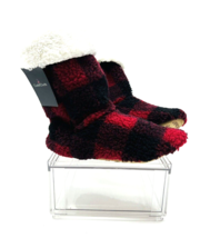 Cuddl Duds Bootie Slipper Faux Sherpa Lining- Red Buffalo Check, MEDIUM ... - £15.81 GBP
