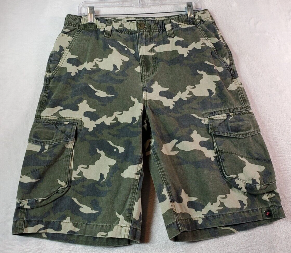 Primary image for Tony Hawk Cargo Shorts Mens Size 32 Green Camo Print Cotton Pockets Flat Front