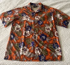 Vintage Odo Hawaiian Floral Button Up Shirt Extra Large Orange - $18.52