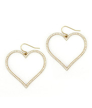 White Heart Loop Dangle Earrings Gold - £10.41 GBP