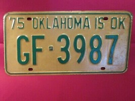 LICENSE PLATE Car Tag 1975 OKLAHOMA GF 3987 Garfield County [Y10A - $9.60