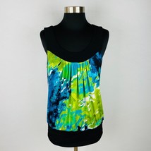 IZ Byer Womens Large L Sleeveless Colorful Abstract Blue Green Fitted Hem Top - £15.04 GBP