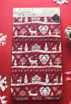 Stof France Winter Table Runner Red White Stags Hearts Quilted 20X108 Christmas - £93.90 GBP