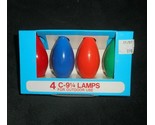 4 PACK OF VINTAGE C 9 1/4 COLOR REPLACEMENT CHRISTMAS LIGHTS LAMPS / BUL... - $5.70