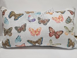 Rachel Ashwell Beaded Butterfly Decorative Pillow Home Decor NEW 14&quot;x24&quot; - £43.50 GBP