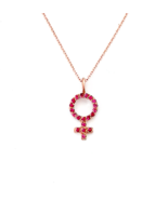 18K 14K 9K Ruby Female Venus Symbol Necklace,Minimalist Rubies Necklace,... - £201.38 GBP+