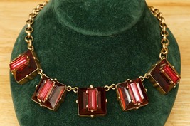 Costume Jewelry COLDWATER CREEK Bold Square Pink Rhinestone Necklace Pendant Set - £27.86 GBP