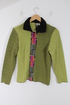 Bets by Canvasbacks XS Green Black Wool Zip Artsy Lagenlook Mix Cardigan... - £22.28 GBP