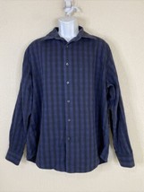 John Henry Men Size XL Blue Check City Dressing Button Up Shirt Long Sleeve - $7.20