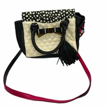 Betsey Johnson Black &amp; White w/ Pink Accent Quilted Cross-body Purse - £22.65 GBP