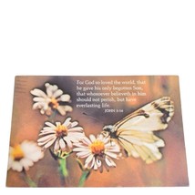 Postcard John 3:16 Bible Verse Flowers Butterfly Religious Chrome Posted - $12.96