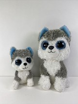 Lot Of 2 Ty B EAN Ie Boos Husky Slush Gray White Dog 6&quot; And 9&quot; No Paper Tags - £19.51 GBP