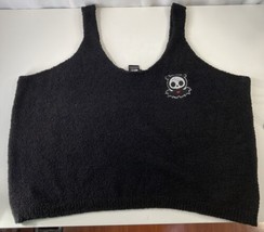 Skelanimals Crop Tank Top Shirt Black Diego Bat Fuzzy Logo Sleeveless Pl... - $29.69