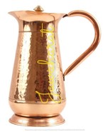 Pure Copper Jug Hammered Design Mughlai Pitcher with Lid Serving Water - €57,95 EUR