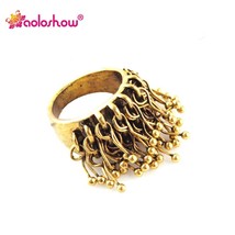 Vintage Gold Color Metal Charms Cocktail Ring for Women Spring Charms Rings Uniq - £8.16 GBP