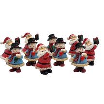 Santa &amp; Snowman 10 Ceramic Christmas Figurines VTG Anthropologie Holiday... - $556.74 MXN