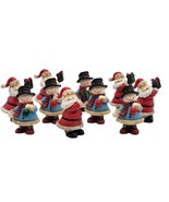 Santa &amp; Snowman 10 Ceramic Christmas Figurines VTG Anthropologie Holiday... - $556.66 MXN