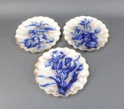 Doulton Burslem Antique Flow Blue Gold Gilt 8 5/8&quot; Cabinet Plates Set of 3 - $171.99