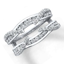 0.67 Ct Simulated Diamond Enhancer Wrap Wedding Band Ring 14K White Gold Plated - £64.93 GBP