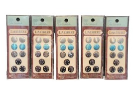 Lot of 5 Laliberi Jeweled Brads Satin Acrylic Steel Assorted Colors 16mm Round - £7.73 GBP