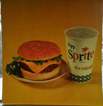 Vintage Coca-Cola Co Sprite &amp; Cheesburger  Litho Sign Plastic for Menu B... - £103.53 GBP