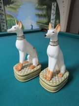 Andrea SADEK Pair of Sitting Dogs Glossy Ceramic 9 1/2&quot; Rare - £114.70 GBP