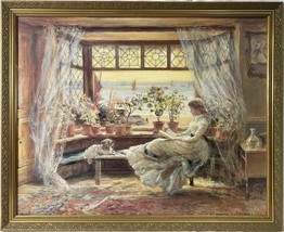 Charles James Lewis print on canvas &quot;Reading by the Window&quot; - £100.68 GBP