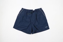 Vintage Columbia Mens Large Spell Out Box Logo Belted Lined Hiking Shorts Navy - $39.55