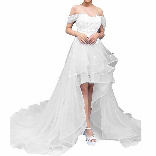 Off The Shoulder High Low Beaded Formal Prom Homecoming Dresses Silver US 2