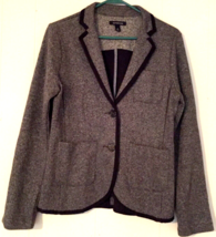 Lands&#39; End blazer / jacket size 8 women gray &amp; black pockets very soft - £14.20 GBP