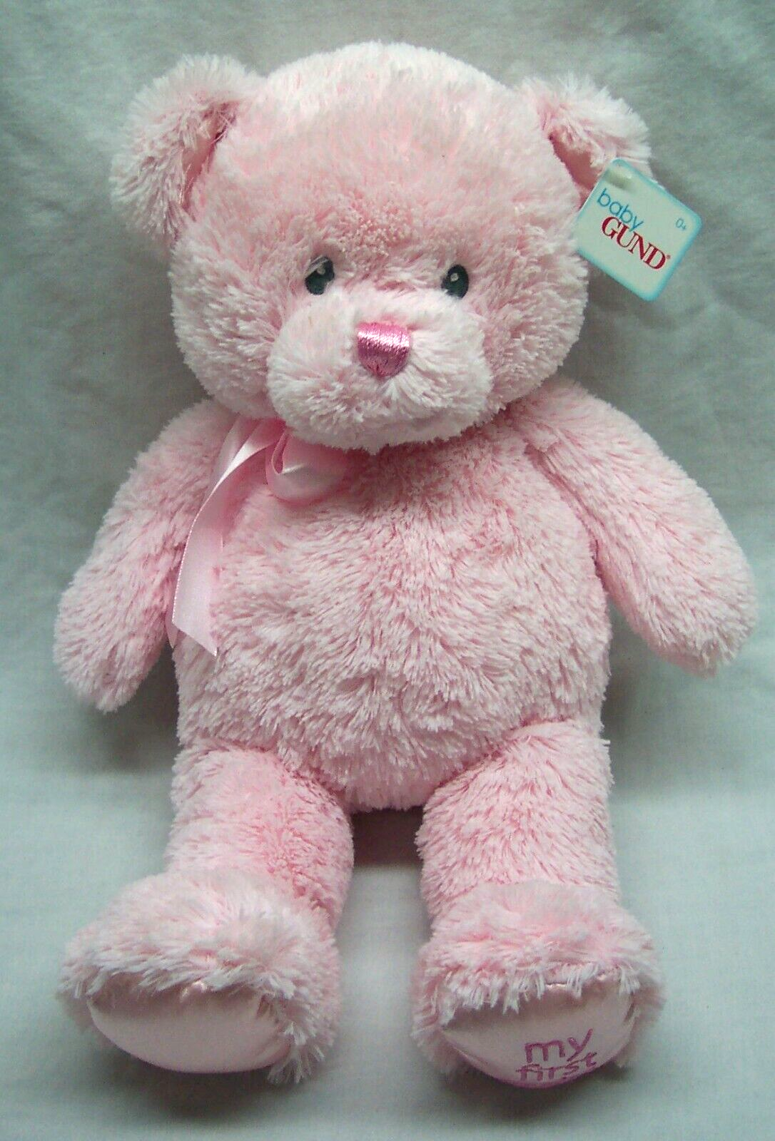 Baby GUND SOFT PINK TEDDY BEAR 14" Plush STUFFED ANIMAL Toy NEW - £15.77 GBP
