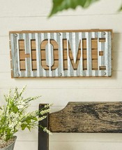 HOME Corrugated Metal Wall Sign Art Vintage Look Home Decor - £7.57 GBP