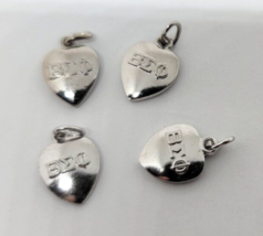 Four Beta Sigma Phi Sorority Heart Charms Silver Tone 71, 73, 68, 74 - £13.58 GBP