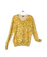 Merona Women’s Cardigan Sweater XXL Yellow White Abstract Print Cotton B... - $333.13 MXN