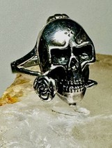 Poison skull ring Day of the Dead Rose band size 7.50  sterling silver women - £68.36 GBP